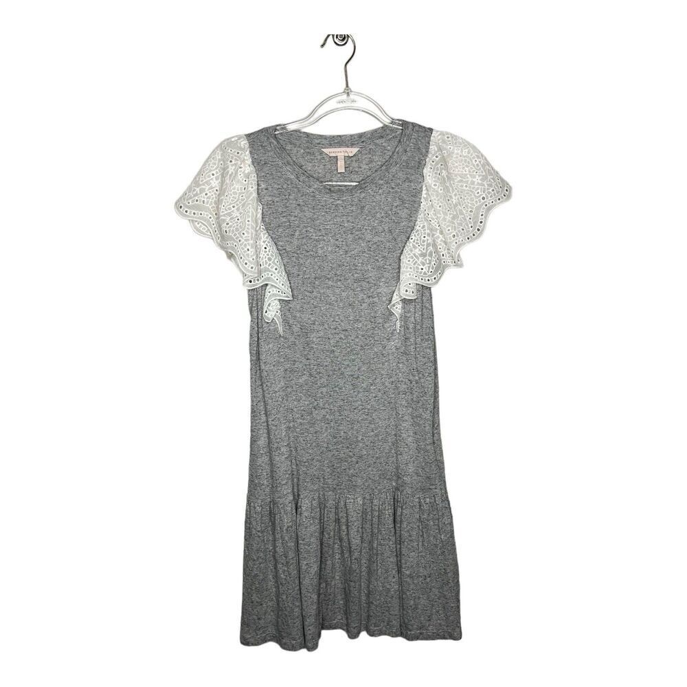 Rebecca Taylor‎ Womens Ruffle Sleeve Dress Size Medium Gray Jersey Blend Boho